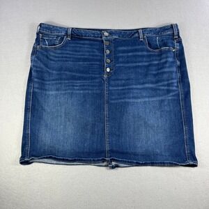 Lane Bryant Dark Wash Button Fly Denim Mini Skirt Size 26